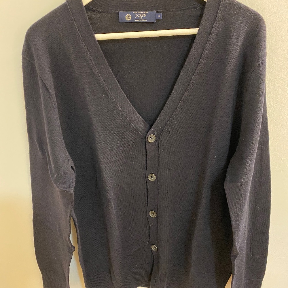 JCrew Mens Merino Wool Navy Cardigan - M